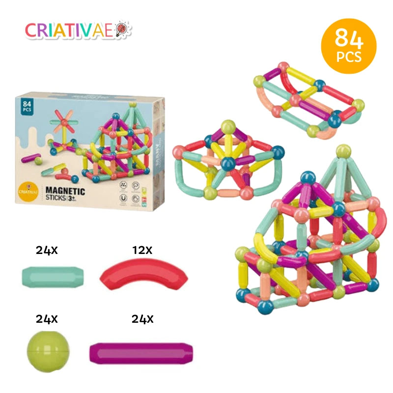 Magnetic Building Blocks Set – STEM Educational Sticks & Balls Construction Toy | CRIATIVAE