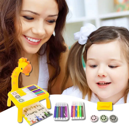 Giraffe Drawing Projector Table for Kids – 24 Slides, 12 Markers, Ages 3+