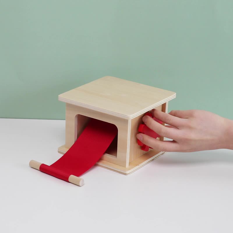 Montessori Wooden Pull and Wind Activity Box