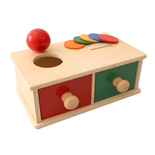 2-in-1 Montessori Object Permanence Box mit Ball und Münzen