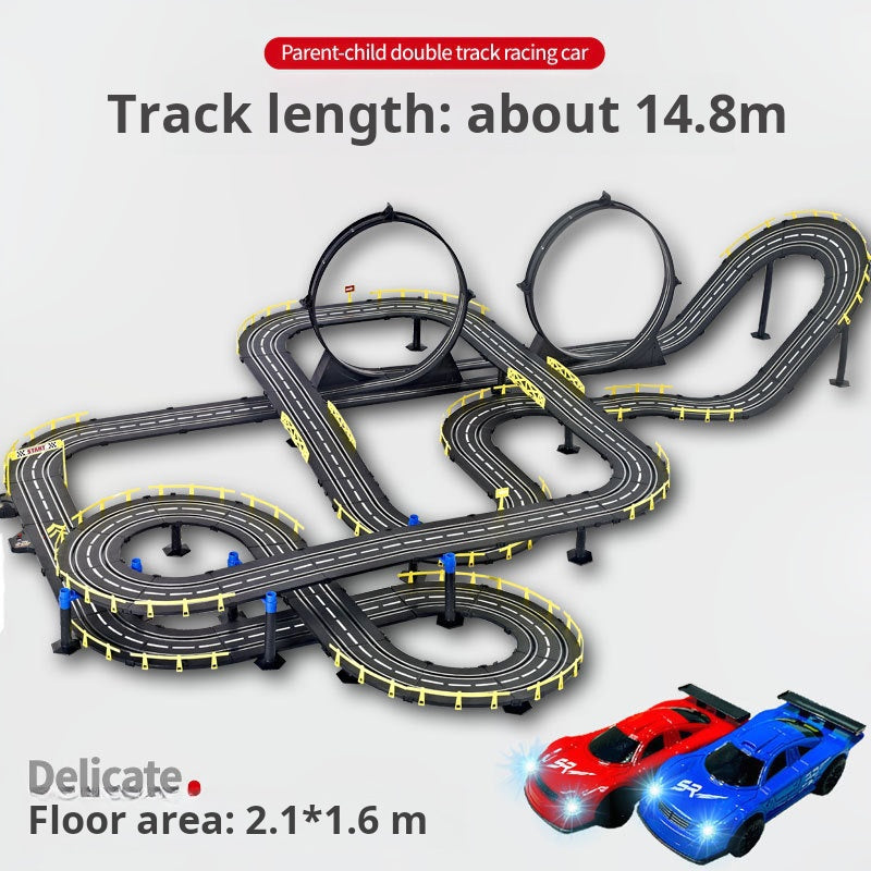 Dual-Mode Racing Track Set: Electric and Hand-Crank Powered