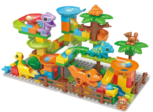 Dinosaur-Themed Marble Run Adventure Set - 135 Building Blocks