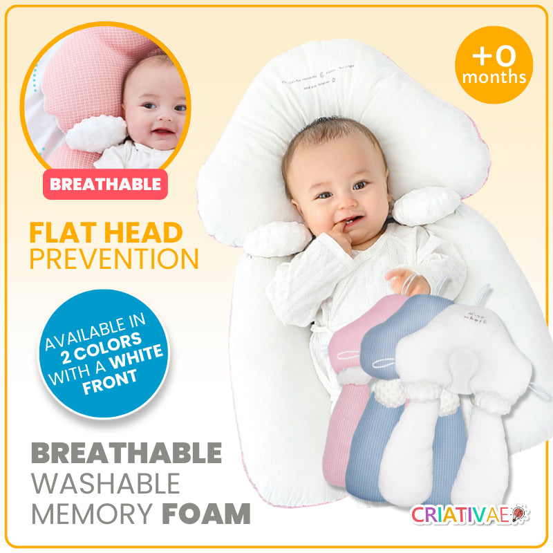 Baby Head Shaping Pillow for Flat Head Prevention | Breathable, Washable Memory Foam for Newborns | CRIATIVAE