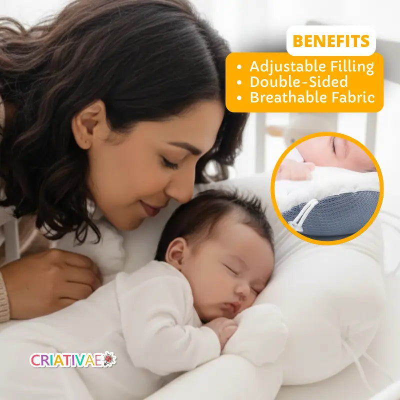 Baby Head Shaping Pillow for Flat Head Prevention | Breathable, Washable Memory Foam for Newborns | CRIATIVAE