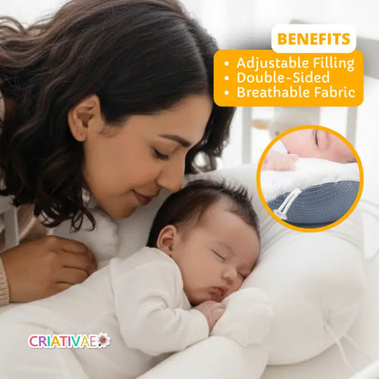 Baby Head Shaping Pillow for Flat Head Prevention | Breathable, Washable Memory Foam for Newborns | CRIATIVAE