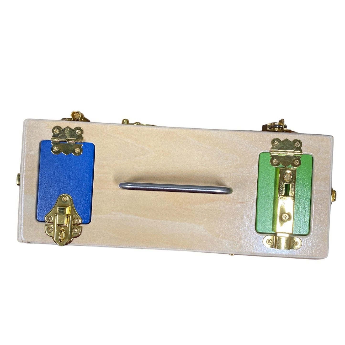 Montessori Wooden Treasure Box with 10 Latch and Lock Doors - Engaging Learning Toy