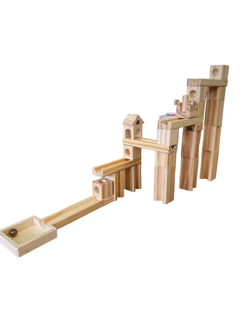80-teiliges Kugelbahn-Set aus Holz