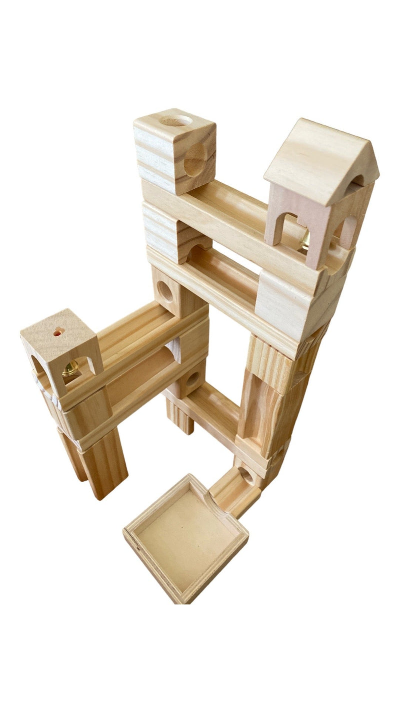 80-teiliges Kugelbahn-Set aus Holz