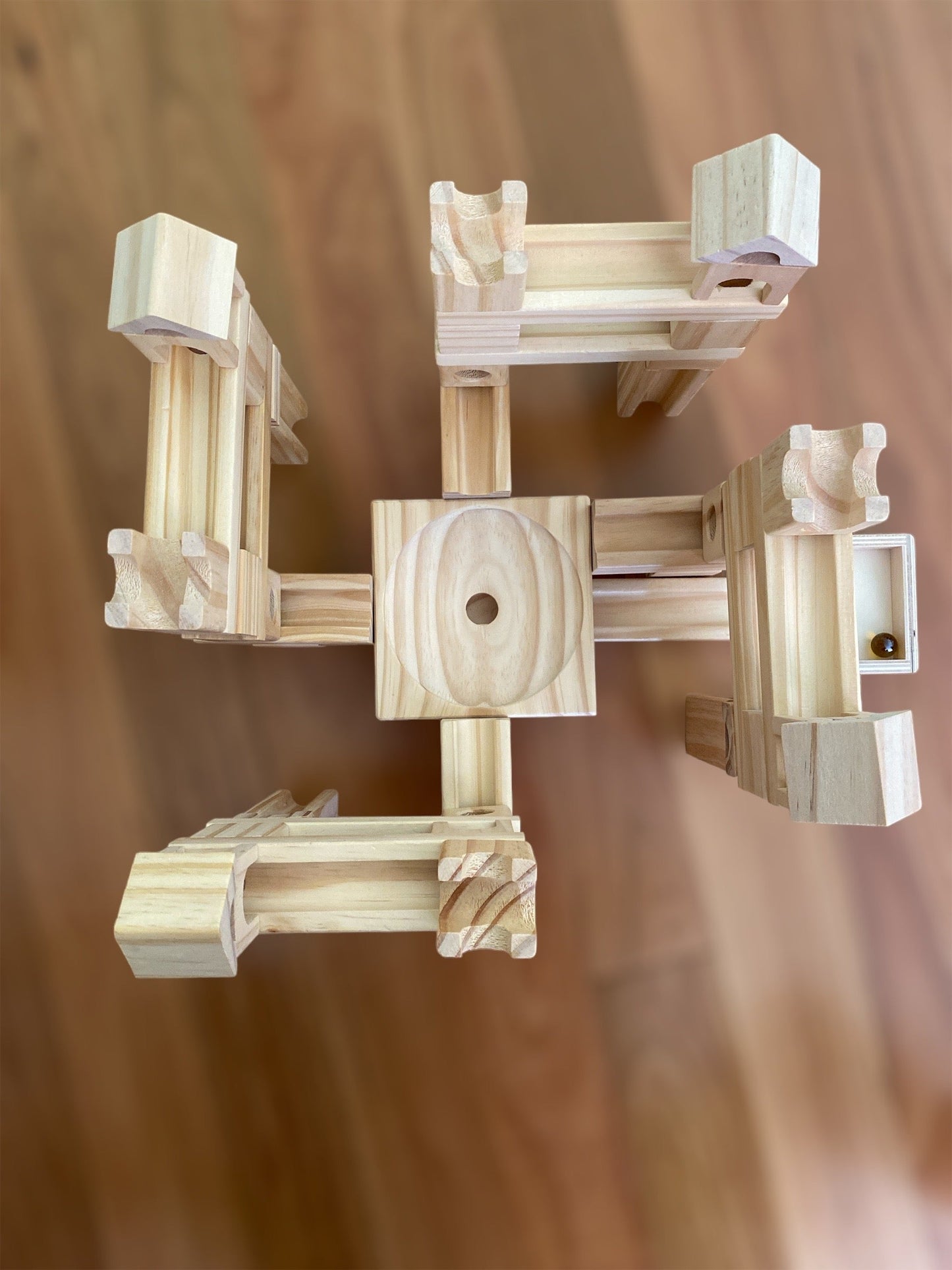 80-Piece Wooden Marble Run Set