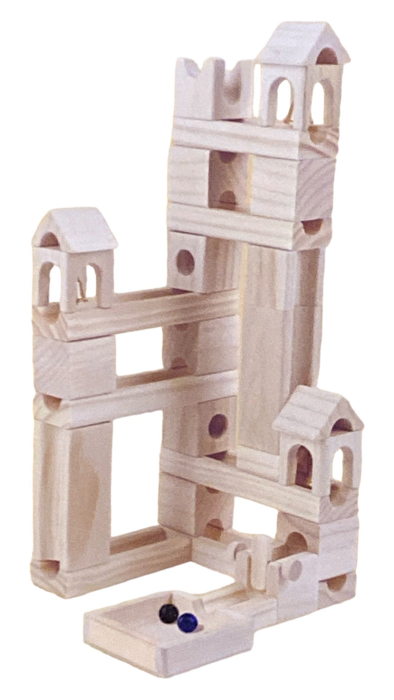 80-teiliges Kugelbahn-Set aus Holz