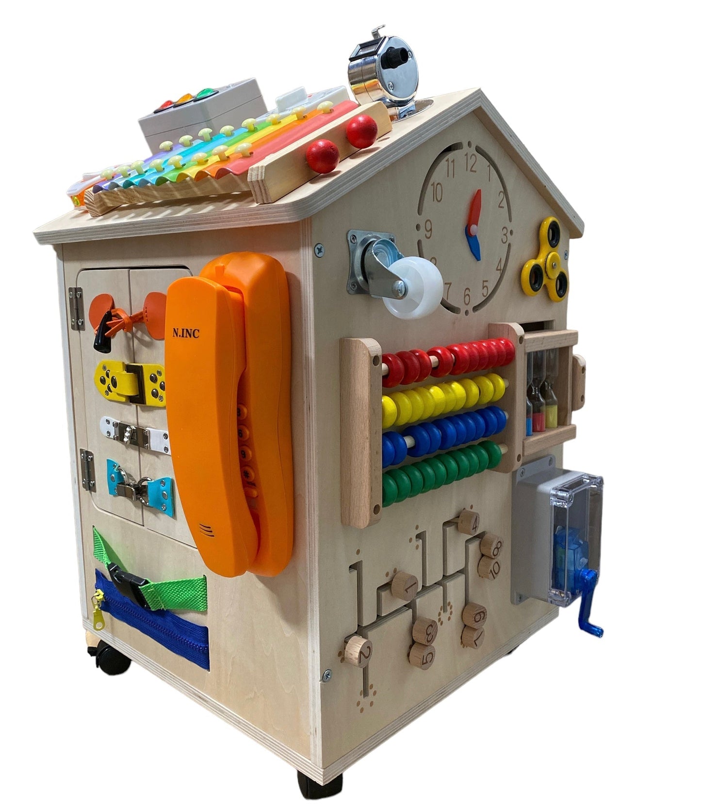 Montessori 37-in-1 Wooden Busy Board House - Sensory Play Activity Center