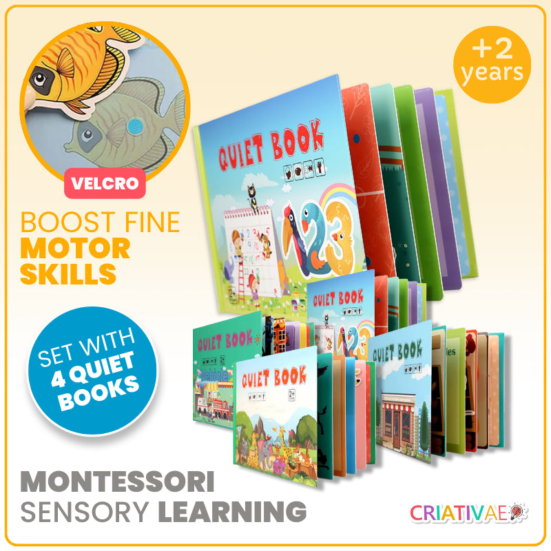Quiet Book & Sensory Activity Board | Montessori Busy Book for Early Learners (+2 Years) | Reusable Toy to Develop Fine Motor Skills, Focus & Cognitive Abilities | CRIATIVAE