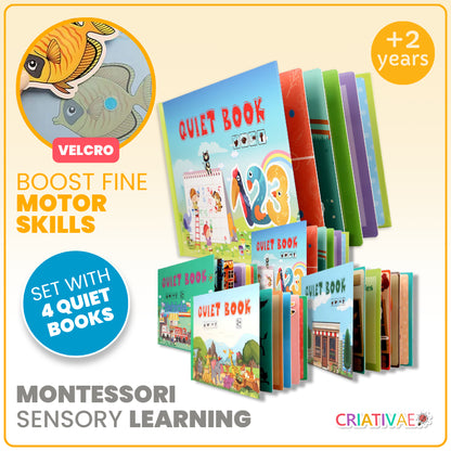 Quiet Book & Sensory Activity Board | Montessori Busy Book for Early Learners (+2 Years) | Reusable Toy to Develop Fine Motor Skills, Focus & Cognitive Abilities | CRIATIVAE