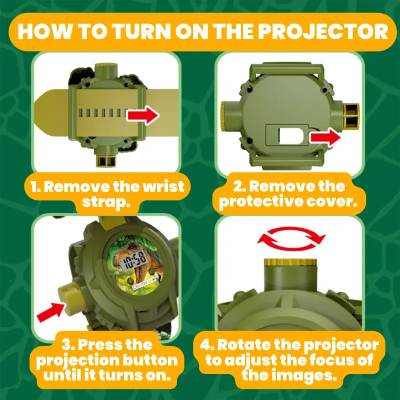 Criativae Dinosaur Projector Watch for Kids – 3-in-1 Digital Watch, Flashlight & Educational Toy