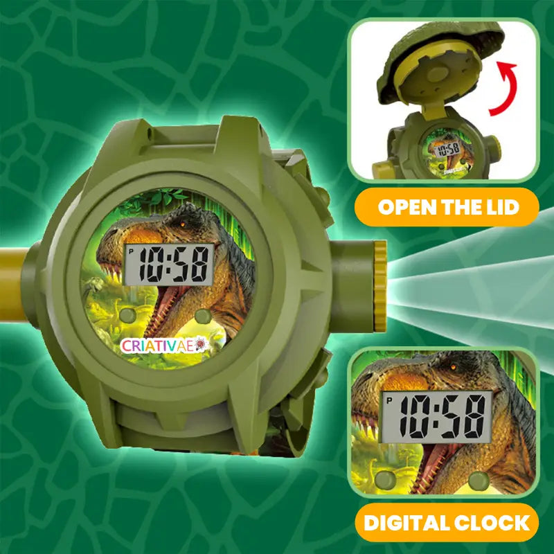 Criativae Dinosaur Projector Watch for Kids – 3-in-1 Digital Watch, Flashlight & Educational Toy