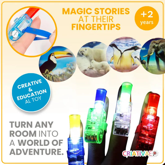 Mini LED Finger Projector Set - Compact Portable Light-Up Rings with Assorted Surprise Images for Kids | CRIATIVAE