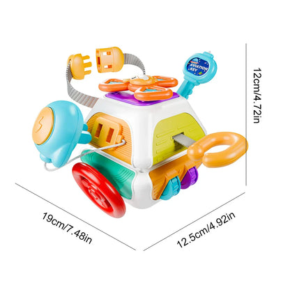 10-Sided Montessori Busy Cube - Educational Activity Toy for Fine Motor Skills, Cognitive Growth, and Sensory Exploration