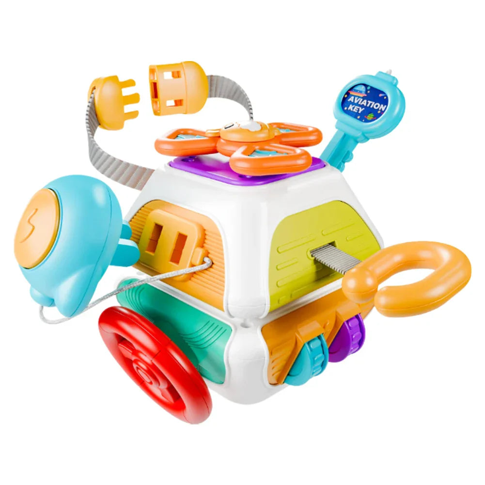 10-Sided Montessori Busy Cube - Educational Activity Toy for Fine Motor Skills, Cognitive Growth, and Sensory Exploration