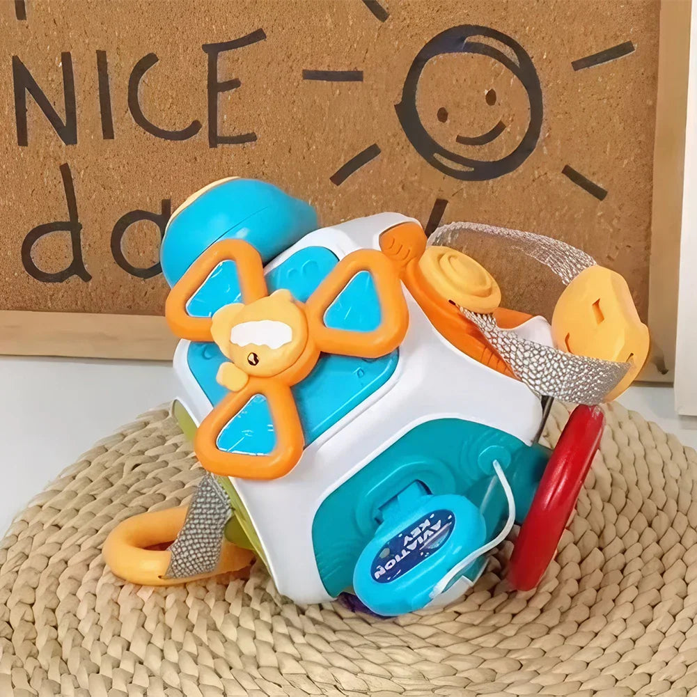 10-Sided Montessori Busy Cube - Educational Activity Toy for Fine Motor Skills, Cognitive Growth, and Sensory Exploration