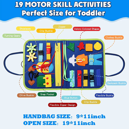 Montessori Busy Board for Toddlers – Sensory Learning Toy with 16 Activities