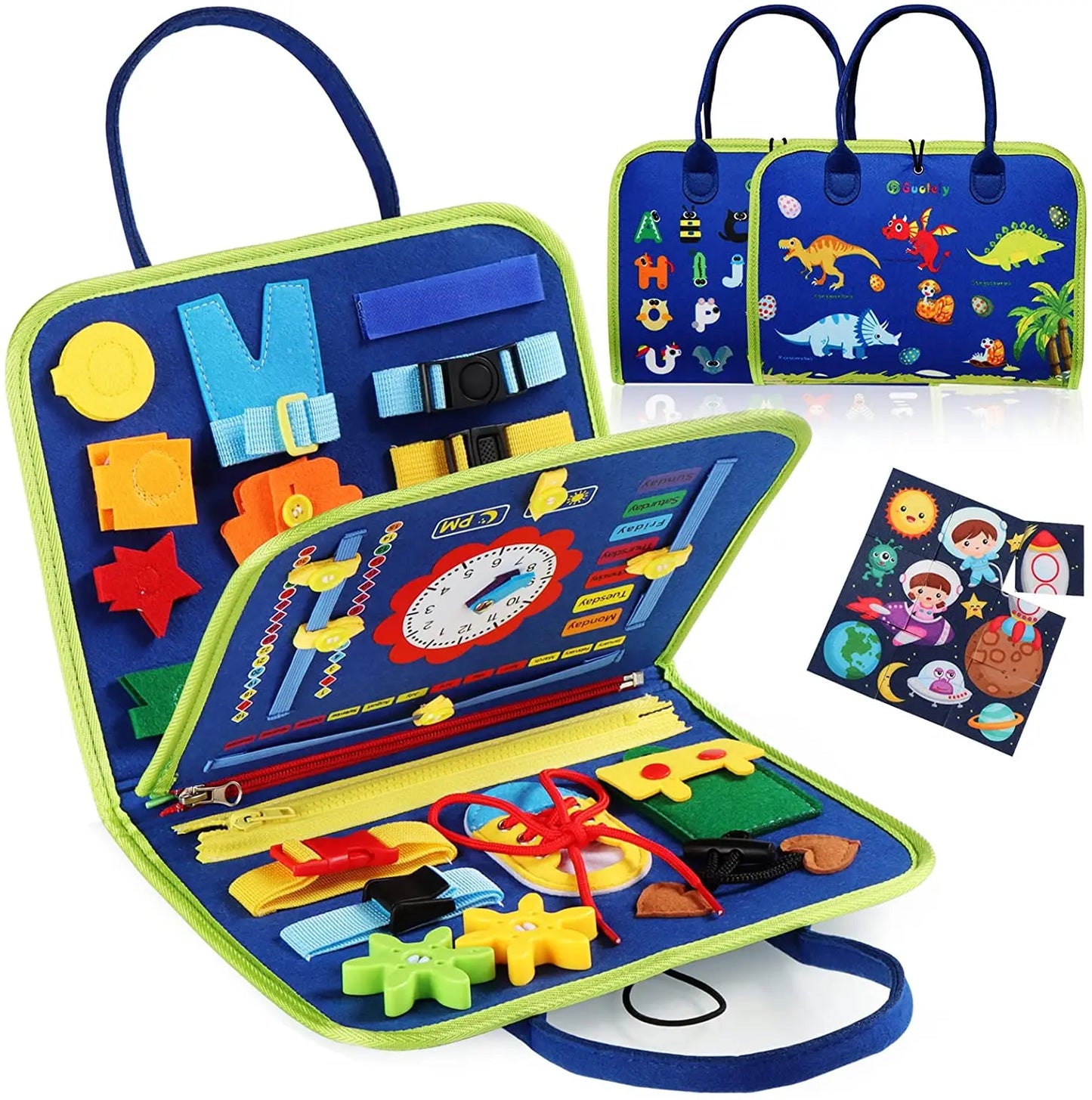 Montessori Busy Board for Toddlers – Sensory Learning Toy with 16 Activities