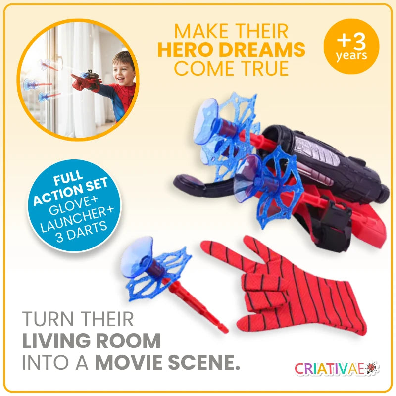 Spider Shot Hero Web Launcher – Suction Cup Web Slinger Wrist Toy & Glove Set | CRIATIVAE