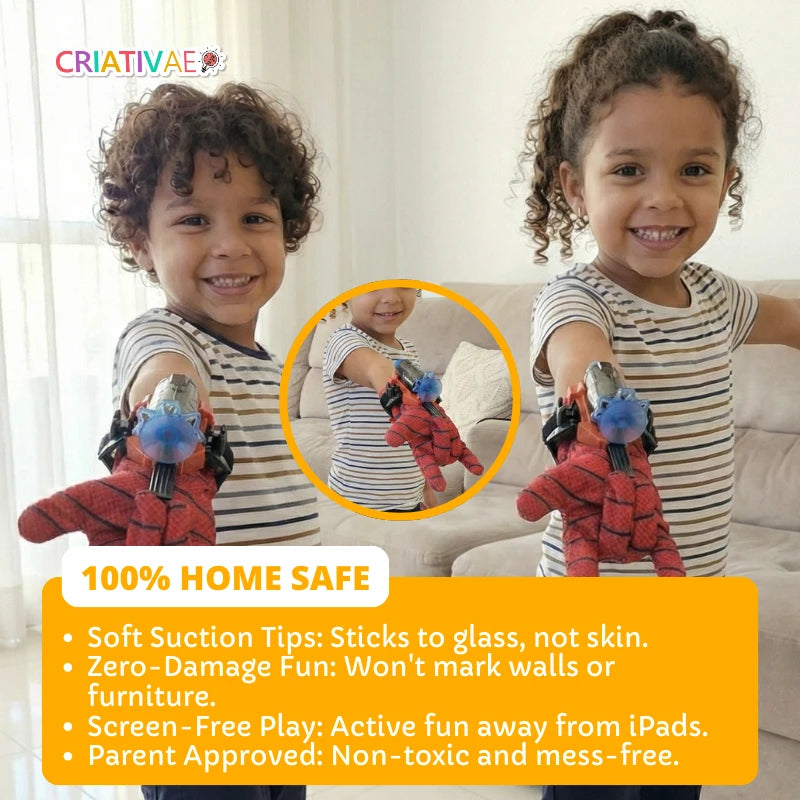 Spider Shot Hero Web Launcher – Suction Cup Web Slinger Wrist Toy & Glove Set | CRIATIVAE