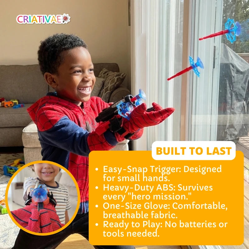 Spider Shot Hero Web Launcher – Suction Cup Web Slinger Wrist Toy & Glove Set | CRIATIVAE