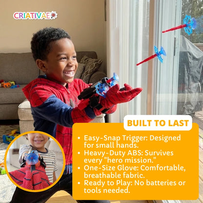 Spider Shot Hero Web Launcher – Suction Cup Web Slinger Wrist Toy & Glove Set | CRIATIVAE