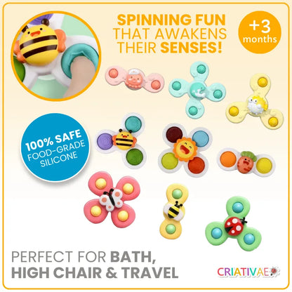 Baby Spinner Suction Cup Sensory Toy for Fine Motor Skills & Bath Fun | CRIATIVAE