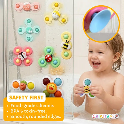 Baby Spinner Suction Cup Sensory Toy for Fine Motor Skills & Bath Fun | CRIATIVAE