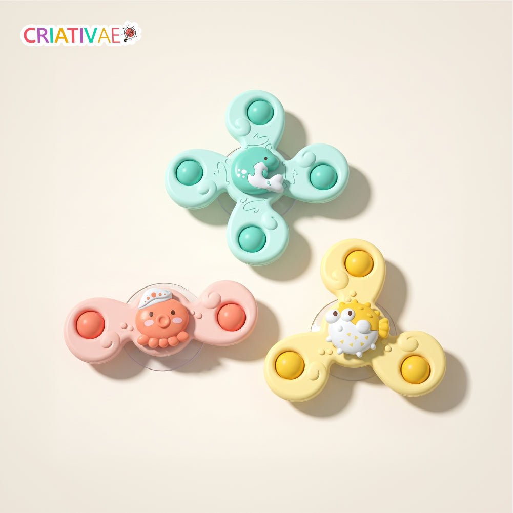 Spin Pop Criativae - Suction Cup Baby Spinner Toys, Set of 3