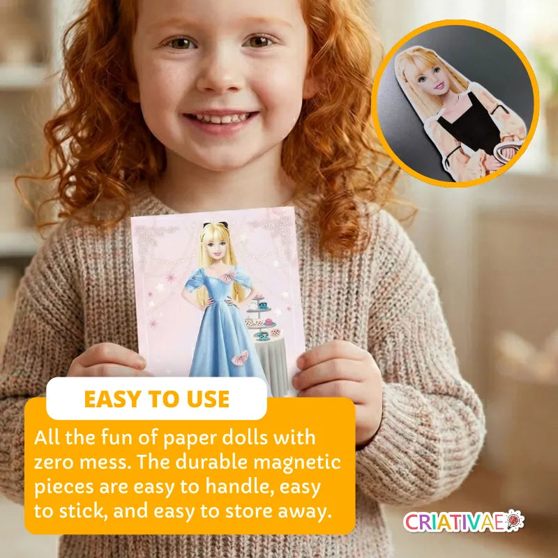 Magnetic Dress Up Doll Set - Fashion Paper Dolls for All Metallic Surfaces & Travel Toys for Kids | CRIATIVAE
