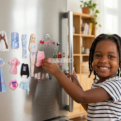 Magnetic Dress Up Doll Set - Fashion Paper Dolls for All Metallic Surfaces & Travel Toys for Kids | CRIATIVAE