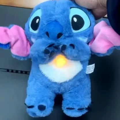 Stitch rustgevende knuffel – 30 cm ademende slaappop met licht en muziek 