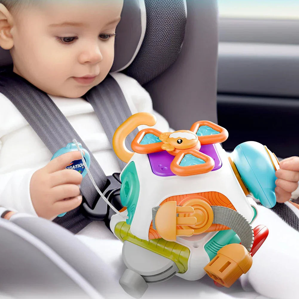 10-Sided Montessori Busy Cube - Educational Activity Toy for Fine Motor Skills, Cognitive Growth, and Sensory Exploration