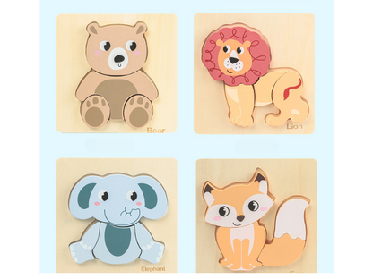 Set of 4 Wooden Animal Puzzles