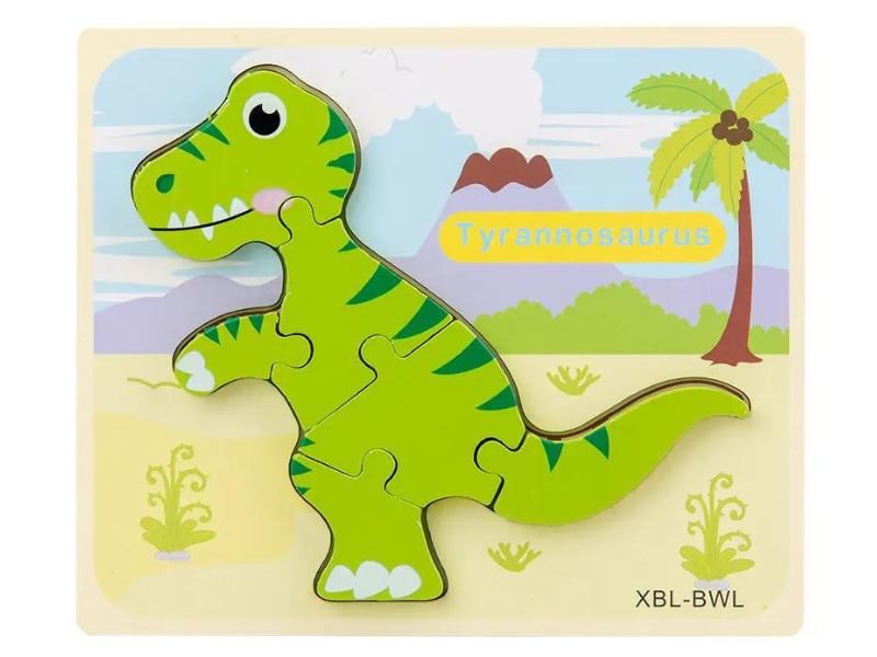 Set mit 4 Dinosaurier-Puzzles aus Holz