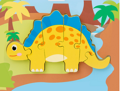 Set mit 4 Dinosaurier-Puzzles aus Holz