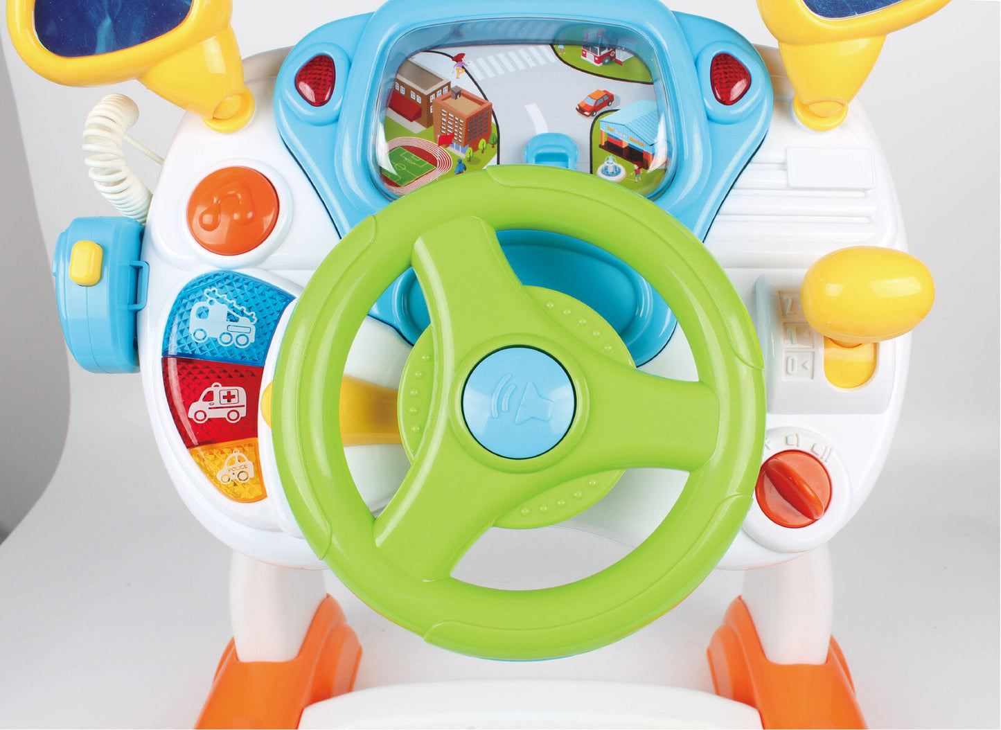Interaktives Fahrsimulator-Spielzeug für Kleinkinder mit Soundeffekten und Steuerung
