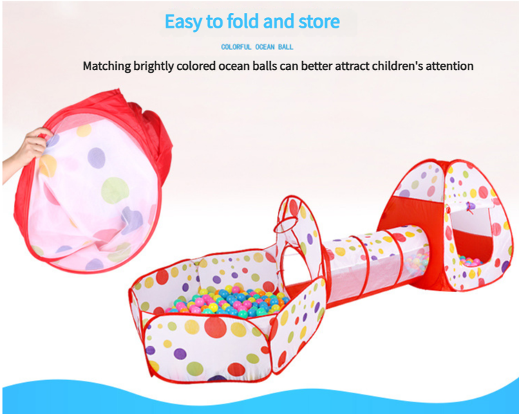 3-in-1 Dino Play Tent with Tunnel and Ball Pit - Foldable Indoor/Outdoor Fun for Kids