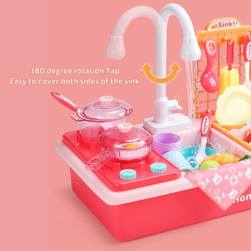 Interactive Montessori Kitchen Sink Playset with Automatic Water Pump Feature