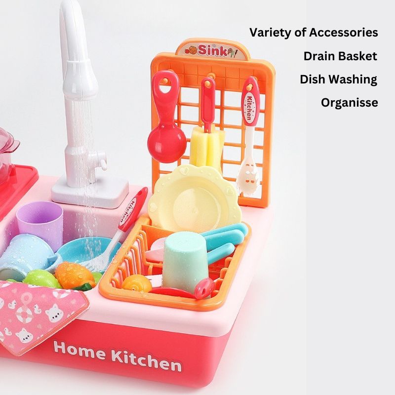 Interactive Montessori Kitchen Sink Playset with Automatic Water Pump Feature