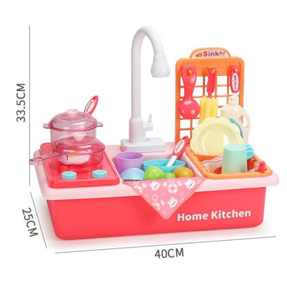 Interactive Montessori Kitchen Sink Playset with Automatic Water Pump Feature