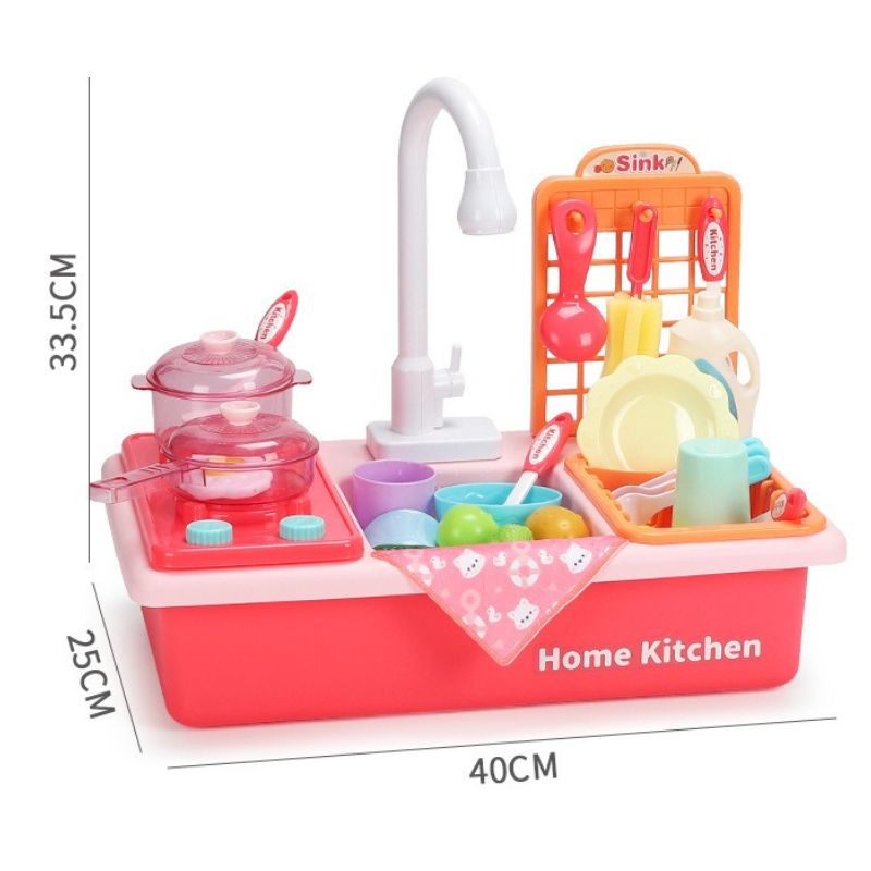 Interactive Montessori Kitchen Sink Playset with Automatic Water Pump Feature