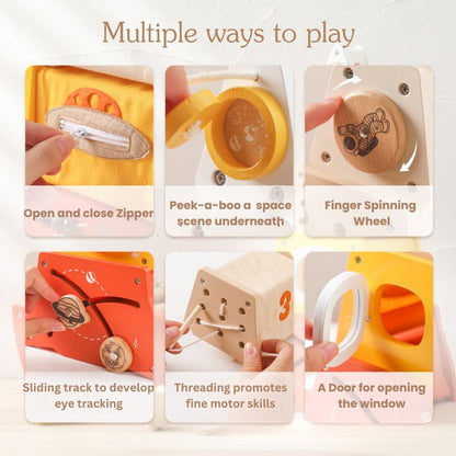 Montessori-Inspired Interactive Wooden Stacking and Nesting Pyramid Blocks