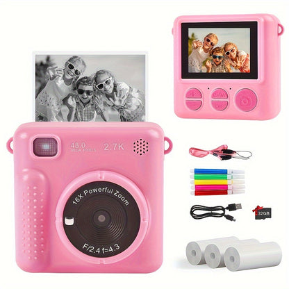 Kids Instant Print Camera – 1080P HD, 2,4" scherm, 32GB kaart en thermisch papier