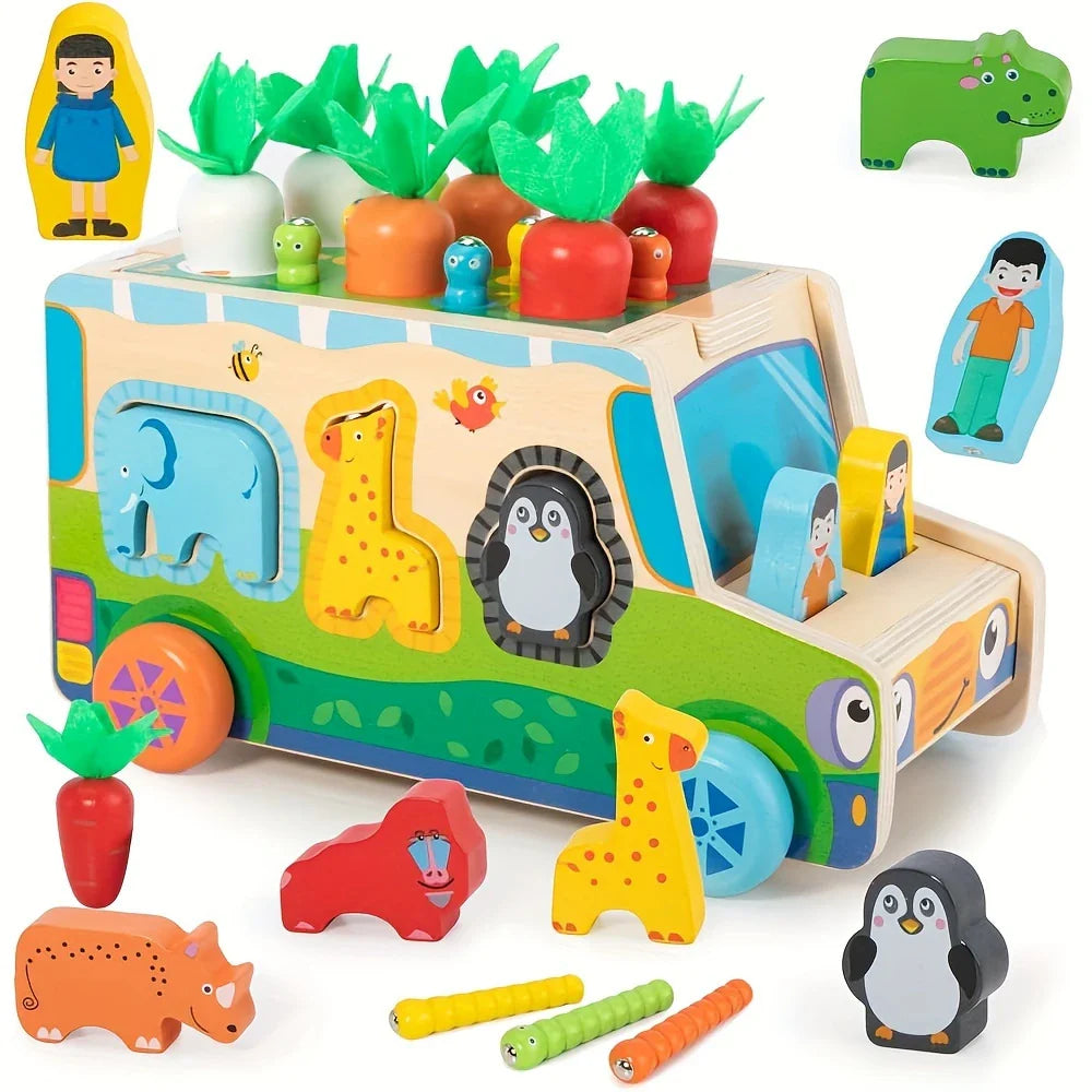 Wooden Carrot Sorting Toy – Shape & Vegetable Matching for Toddlers