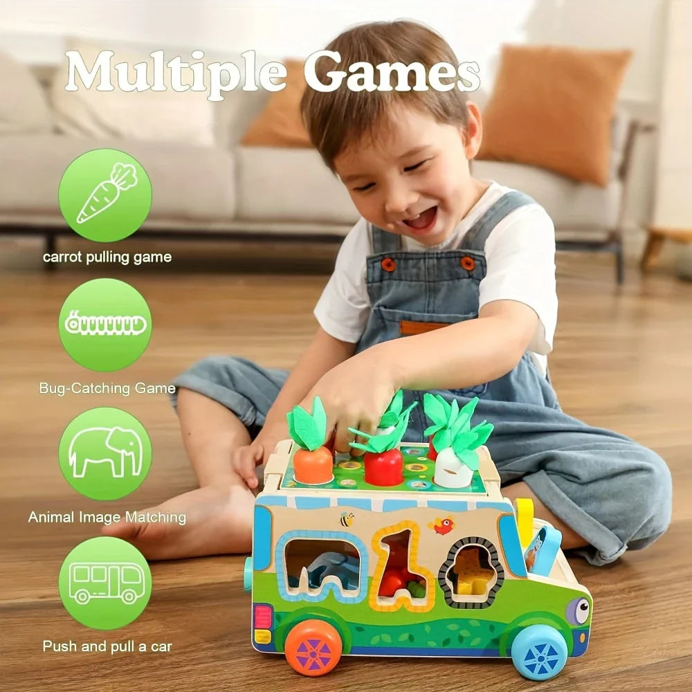 Wooden Carrot Sorting Toy – Shape & Vegetable Matching for Toddlers