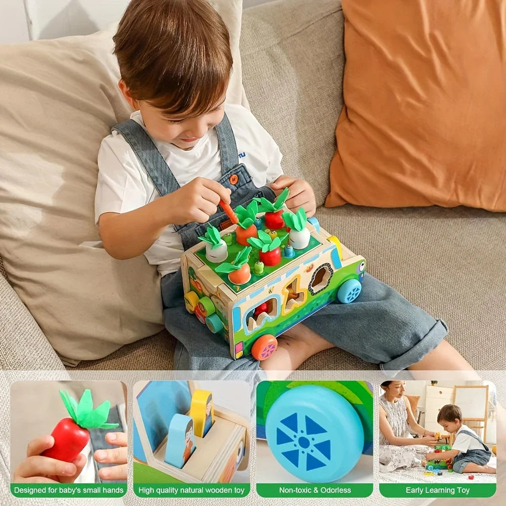Wooden Carrot Sorting Toy – Shape & Vegetable Matching for Toddlers